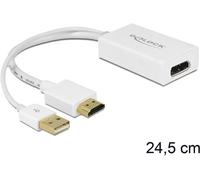 Delock 62496 DisplayPort / HDMI / USB Adaptateur [1x HDMI femelle - 1x DisplayPort mâle, USB-A mâle] blanc 0.25 m