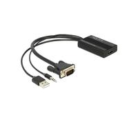 [62597] DELOCK Câble Vidéo Adaptateur 0,25 m VGA, 3-pin, USB A HDMI Noir
