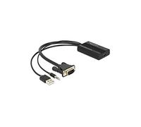 DeLOCK 62597 câble vidéo et Adaptateur 0,25 m VGA, 3-pin, USB A HDMI Noir