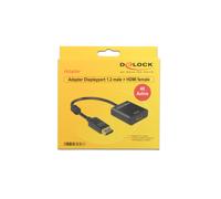 DeLOCK 62607 Adaptateur Vidéo DisplayPort Mâle vers HDMI Type A Femelle 0.2m Noir - Résolution Max 3840x2160 - Contacts Plaqué Or