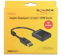 DeLOCK 62607 DeLOCK Displayp>HDMI 4K 20cm bk | Actif Displayport 1.2 compatible 4K St/Bu