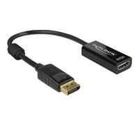 DeLock Câble adaptateur DisplayPort 1.2 vers HDMI 62609 – Mâle/Femelle 0,20 m Noir, contacts dorés