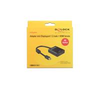 DeLOCK 62611 Adaptateur vidéo Mini DisplayPort mâle vers HDMI Type A femelle, 0.2m, résolution maximale 3840x2160, contacts plaqués or, noir.