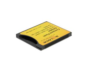 DeLOCK 62637 Adaptateur USB 2.0 pour Carte CF et SIM Standard - Dimensions 36.4 x 3.3 mm, Poids 42.8g - Adaptateur Unique, Boîtier Noir