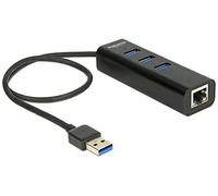 DeLOCK 62653 - Hubs & Concentrateurs - USB 3.0 (3.1 Gen 1) Type-A, 5000 Mbit/s, IEEE 802.3, IEEE 802.3ab, IEEE 802.3u, 0,35 m, USB - Noir