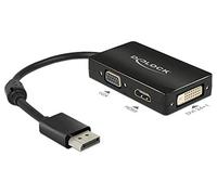DeLock Adaptateur DisplayPort 62656 – DisplayPort 1.1 vers VGA/HDMI/DVI passif – Noir