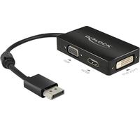Adaptateur Displayport 1.1 mâle vers VGA / HDMI / DVI femelle passif noir DeLock