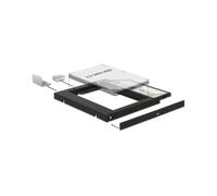 DeLOCK 62669 : Obturateur Baie Lecteur 5.25" Noir pour Disque Dur 2.5", Transfert 6 Gbit/s, Dimensions 128x128x10mm