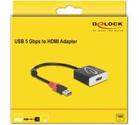 Delock 62736 USB 3.0 / HDMI Câble adaptateur [1x USB 3.0 femelle type A - 1x HDMI femelle] noir contacts dorés, avec noyau en ferrite 20 cm