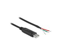 DeLOCK 62930 - Câble Série USB 2.0 vers RS-232 Noir 1m - Connecteur 1 Mâle Droit, Blindage Magnétique, AWG 26, Manteau Nylon/PVC