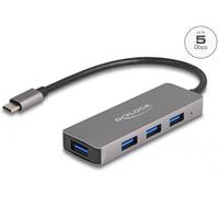 Delock 63173 Hub USB 4 ports USB-A USB 3.2 Gen1 5 GBit/s avec fiche mâle USB-C noir 63173