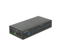 DeLock Concentrateur industriel USB 3.0 7 ports Type-A Protection ESD 15kV Fixation murale Tension CC