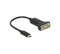 DeLOCK 63908 Adaptateur USB Type-C vers DB-9 RS-232, câble 0.15m, Noir, AWG 28/24, pour imprimantes, instruments de mesure et appareils IoT.