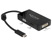 DeLOCK 63925 répartiteur vidéo - Répartiteurs vidéo (USB Type-C, 0,13 m, 3840 x 2160 Pixels, 60 Hz, Noir, 1,35 W)