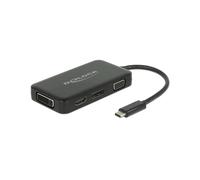 DeLOCK 63929 - Station d'accueil USB 2.0 Type-C Noir - Multi-écrans DVI-I, DisplayPort, HDMI, VGA - Support Windows, macOS, Linux - Alimentation USB 1.5W
