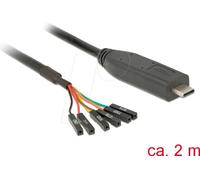 DeLOCK 63946, Noir, 2 m, USB 2.0 Type-C, 6 x Pin pin header separate, Chine, 1 pièce
