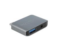 DeLOCK 63965 Adaptateur USB Type-C vers Jack Audio 3.5mm + USB 3.0 Anthracite, Chipset Cmedia HS-100B, Aluminium, Compatible Windows/macOS/Linux/Android/Chrome OS