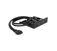 DeLOCK 63994 Obturateur Baie Lecteur Noir avec 2x USB 3.2 Gen 1 Type-A (USB 3.1 Gen 1), Compatible Echange à Chaud