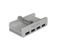 DeLOCK 64046 Hub USB 3.2 Gen 1 Type-A 5 Ports 5000 Mbit/s Boîtier Métal Argent Support Windows, macOS, Linux, ChromeOS - 46x89x23mm