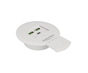 DeLOCK 64065 - Chargeur Secteur Smartphone CC Charge Rapide - 2x USB 2.0 + 1x USB Type-C - 100-240V - Quick Charge 3.0 - Blanc - 87W max.