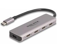 Delock 64238 Hub USB 4 ports USB-C® USB 3.2 Gen1 5 GBit/s avec fiche mâle USB-C gris 64238