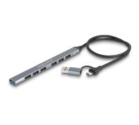 Delock 64273 Hub USB 7 ports USB-A USB 3.2 Gen1 5 GBit/s avec fiche mâle USB-C