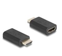 DeLOCK 64325 Adaptateur HDMI Mâle vers HDMI Femelle Noir, Résolution 3840x2160 30Hz, Boîtier Plastique, Dimensions 22.2 x 43.8 x 12.2 mm