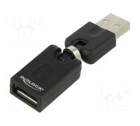 DeLock Adaptateur USB 65260 – USB 2.0 A mâle vers A femelle, rotation 360°, 6,5 cm, noir