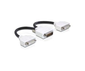 DeLOCK 65281 : Câble vidéo adaptateur DMS mâle vers 2x DVI femelle, 0.2m, Contacts nickelés, Noir - Code douane 84733080