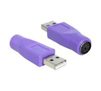 Adaptateur clavier/souris - DELOCK - 65461 - USB-A vers PS/2 - Couleur Violet - Connecteur Mini-DIN