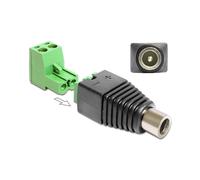 DeLOCK 65486 Adaptateur DC 2.5 x 5.5 mm vers Connecteur 2p Noir/Vert/Argent - Liaison d'alimentation standard, Conditionnement unitaire