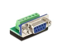 DeLOCK 65498 Adaptateur Sub-D 9p Femelle vers 6p, Noir/Bleu/Vert/Argent, Dimensions 32x22.5x11mm, Connecteur 1 Sub-D 9 broches, Connecteur 2 6 broches