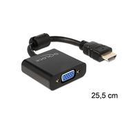 DeLOCK 65512 Adaptateur Vidéo VGA (D-Sub) Mâle vers HDMI Type A (Standard) Femelle, 0.254m, Noir, Conditionnement Boîte, Quantité 1 pièce