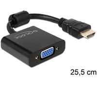 Delock 65512 HDMI / VGA Adaptateur [1x HDMI mâle - 1x SUB-D femelle 15 pôles] noir 0.25 m