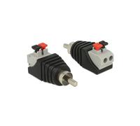 DeLOCK 65566 - Adaptateur RCA Mâle Noir/Gris/Rouge - Connecteur RCA mâle, Dimensions 45x19x15mm, Packaging sachet polyéthylène