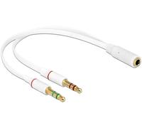 Delock Adaptateur pour casque 1 x 3,5 mm 4 broches vers 2 x 3,5 mm 3 broches