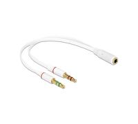DeLOCK 65585 Câble Audio 0.2m, Connecteurs 2x 3.5mm Mâle vers 3.5mm Femelle, Blanc, Conditionnement Sachet PE