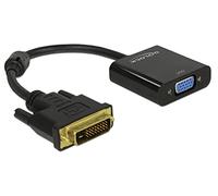 Delock 65658 DVI / VGA Adaptateur [1x DVI mâle 24+1 pôles - 1x VGA femelle] noir avec noyau en ferrite 16.00 cm