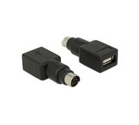 DeLOCK 65898 Adaptateur PS/2 Mâle vers USB Type-A Femelle Noir/Acier Inox, 13x49x19mm, Connecteur PS/2, Connecteur USB Type-A, Sachet