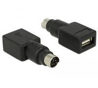 DeLOCK 65898 changeur de genre de câble PS/2 USB Type-A Noir, Acier inoxydable