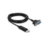 DeLOCK 66281 : Câble Série RS-232 Femelle vers USB Type-A Mâle 1.8m, Contacts Plaqué Or, Noir