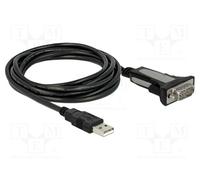 DeLOCK Adaptateur USB 2.0 Type-A vers Série RS-232 DB-9 Mâle, Longueur de câble 4m, Noir, Référence 66323