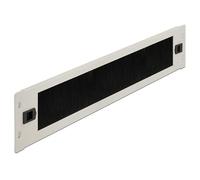 DeLOCK 66620 : Panneau de gestion de câbles 19" 2U, métal/nylon, gris/noir, installation sans outil, largeur 88.5mm, profondeur 48.3cm, avec brosses