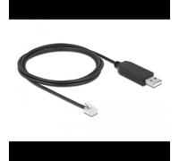 DeLOCK 66735 Convertisseur RJ-12 vers USB 2.0 Type-A, 2m, Noir, Chipset FTDI FT231X, FIFO 512o, Compatible Windows 8.1/10