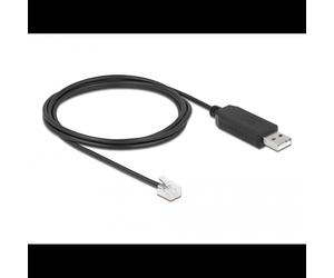 DeLOCK 66735 Convertisseur RJ-12 vers USB 2.0 Type-A, 2m, Noir, Chipset FTDI FT231X, FIFO 512o, Compatible Windows 8.1/10