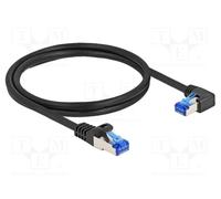 DeLOCK Câble Réseau RJ45 Cat.6A S/FTP 1m Noir, Connecteurs Mâles Droit/Angulé 90°, AWG26, LSZH, Diamètre 6mm