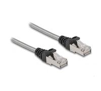 DeLOCK Câble Réseau RJ45 Cat.6A S/FTP 1m Noir - Connecteurs Mâle-Mâle, Conducteur Cuivre AWG32, Gaine LSZH, Diamètre 4.9mm, Usage Industriel/Extérieur