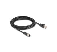 DeLOCK 80811 : Câble Industriel M12 A-codé 8 Broches Mâle vers RJ45 Mâle, Cat5e S/FTP, PVC, 5m, AWG24, -25°C à 80°C