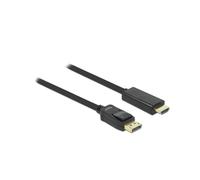 DeLOCK 82435 Câble Adaptateur Vidéo 3m HDMI Mâle vers DisplayPort Mâle, Contacts Or, Résolution 1920x1200, DisplayPort 1.1, Noir