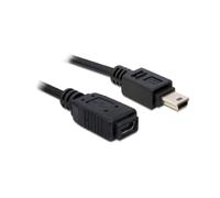 DeLOCK 82667 Câble USB 1m Noir - Connecteurs Mini-USB B Mâle/Femelle - Débit maximal 480 Mbit/s (0.48 Gbit/s)